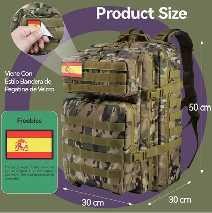 Mochila Táctica Militar 45L – Resistente y Multifuncional para Supervivencia, Emergencias, Camping, Senderismo y Uso Diario | Alta Capacidad y Durabilidad